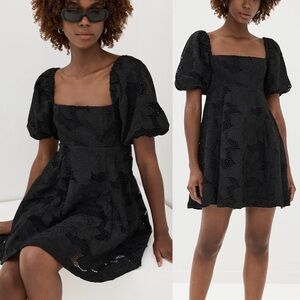 Hill House Home Matilda Lace Mini Dress in Black Cotton Lace Sz. Small NWT